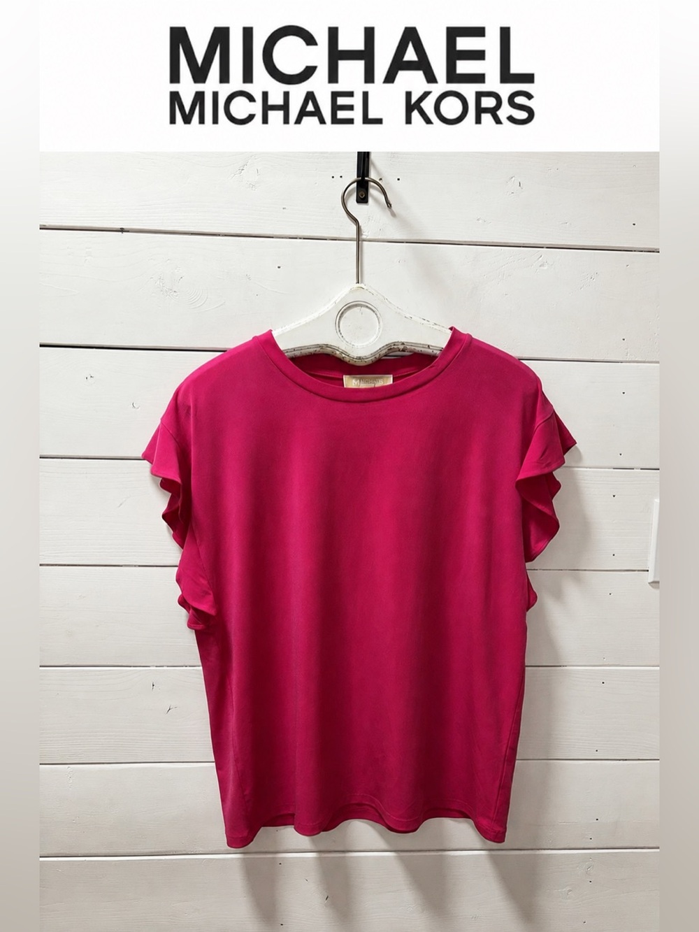 MICHAEL Michael Kors Fuchsia Ruffle-Sleeve Top – Size L